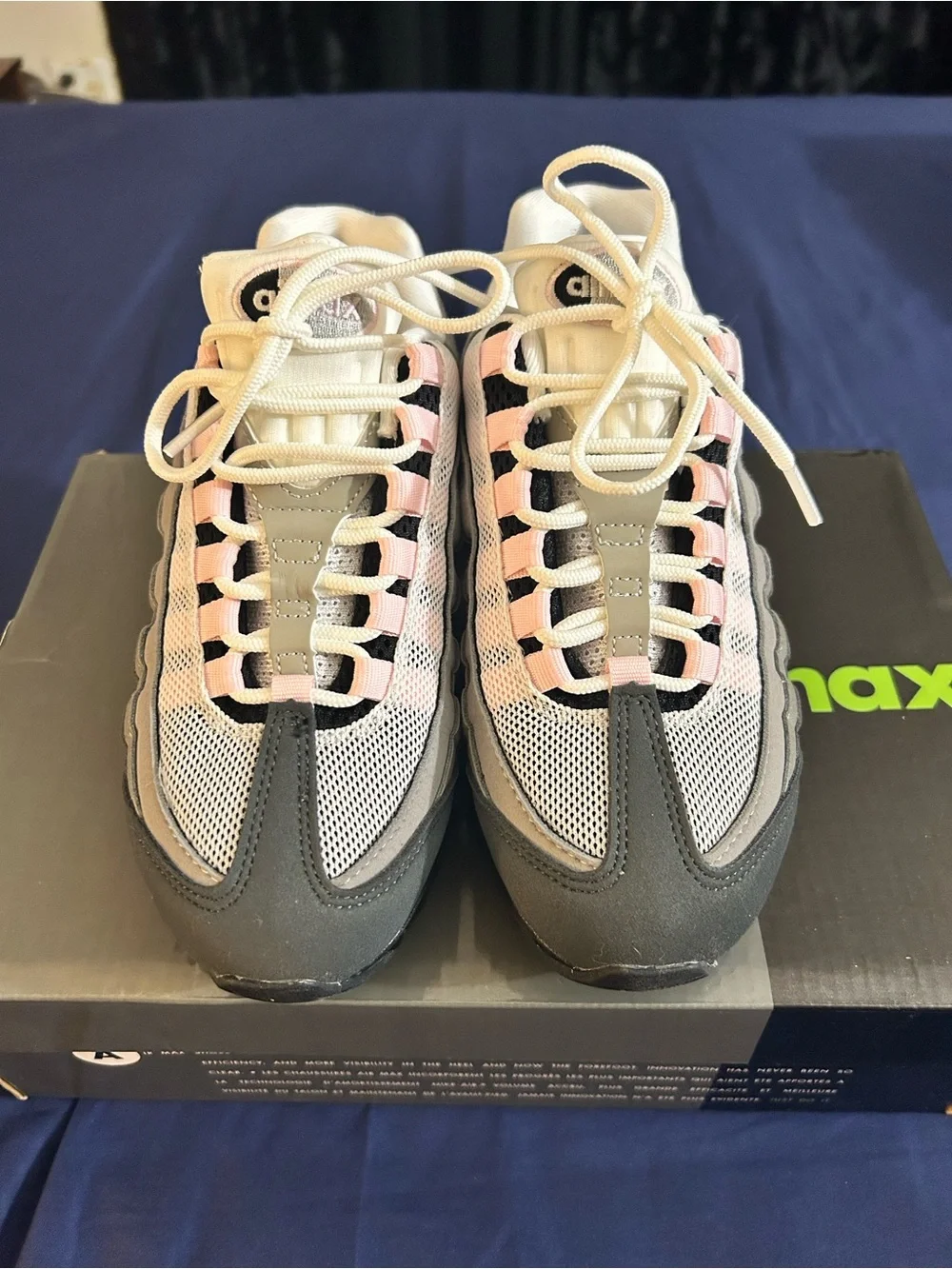 Nike Women’s' Air Max 95 BIG BUBBLE Sneakers - White, Pink, Blk, Gray Mesh Style